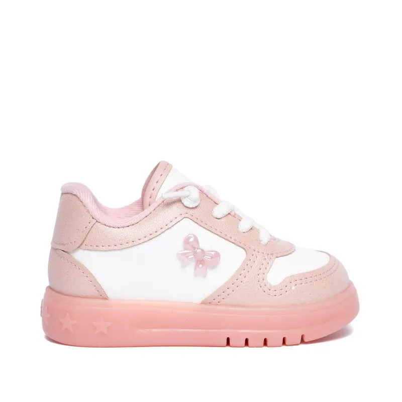 Tênis Infantil Molekinha Baby Casual Led Laço Branco/Rosa - 24