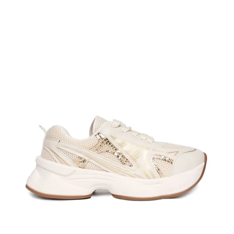 Tênis Infantil Molekinha Napa Chunky Mesh Branco/Dourado - 33
