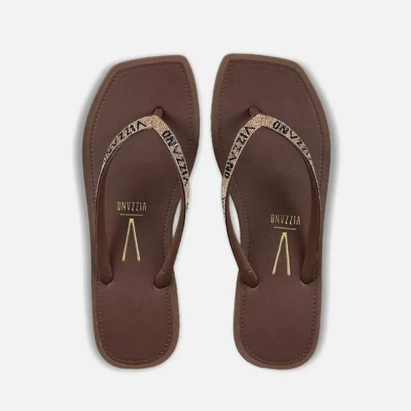 Chinelo Vizzano Rasteiro Tira Fina Metalizado - 6531.105.30158 38 / Marrom Chocolate
