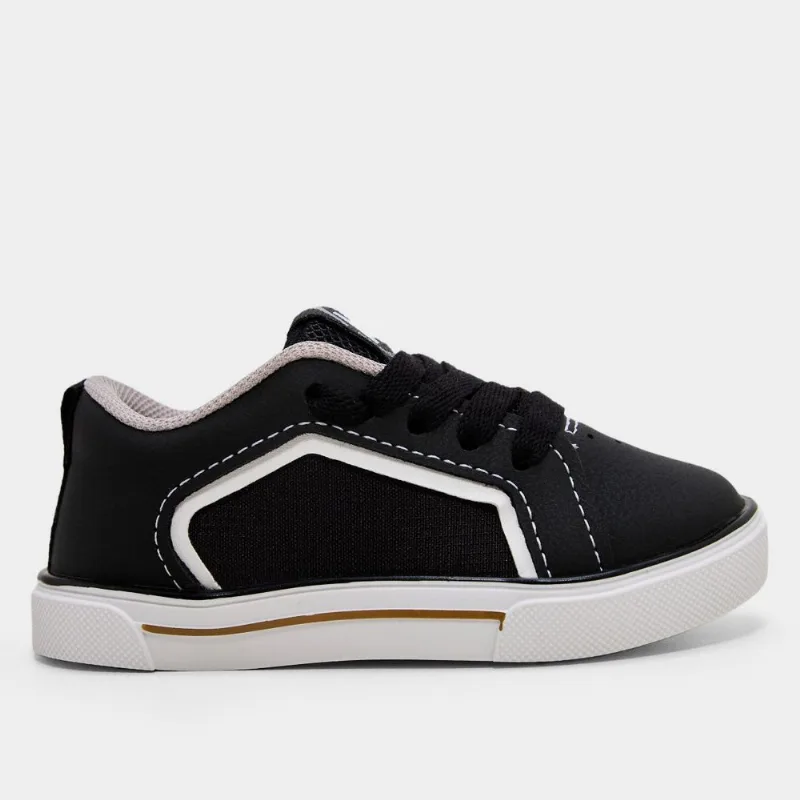 Tênis Infantil Molekinho Casual Menino - Menino - Preto+Branco