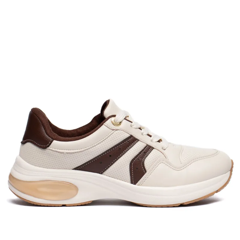 Tênis Feminino Modare Casual Gel Tech Branco/Café - 39