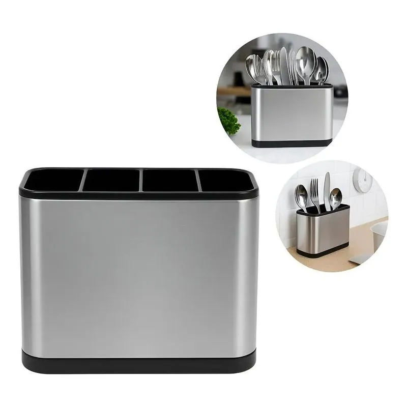 3x Escorredor Porta Talheres Pia Silver Inox Aço Inoxidável