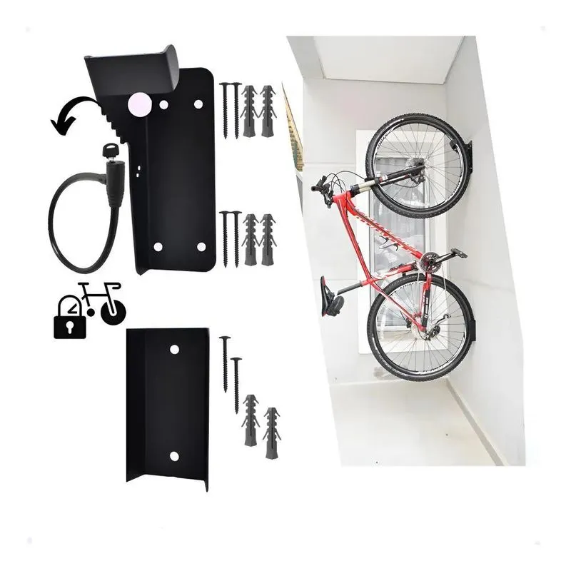Gancho Vertical Para Bicicleta, 1 Unidade, Aço Preto