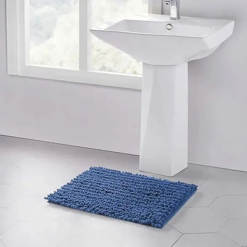 Tapete Banheiro Macarrão Bolinha Antiderrapante - Azul - Rozac