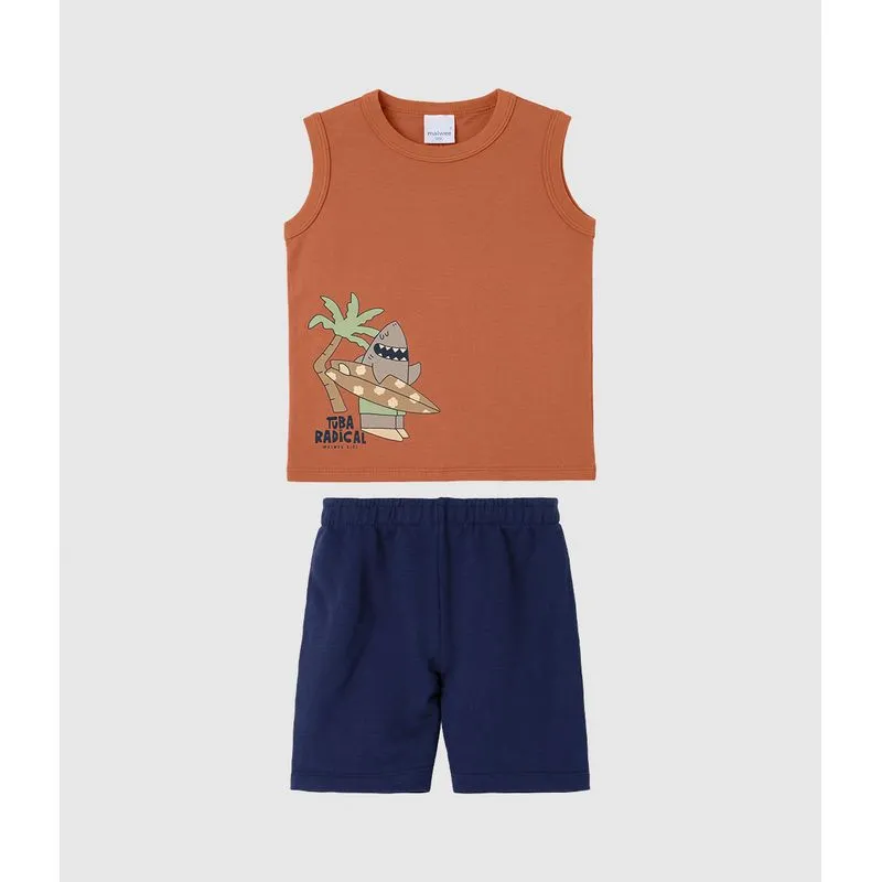 Conjunto Infantil Menino Tuba Radical Em Algodão Malwee Kids Laranja - 6