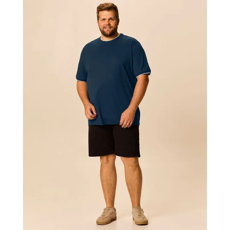 Camiseta Masculina Plus Size Regular Gola Retilínea Em Malha Do Abraço Azul - G1