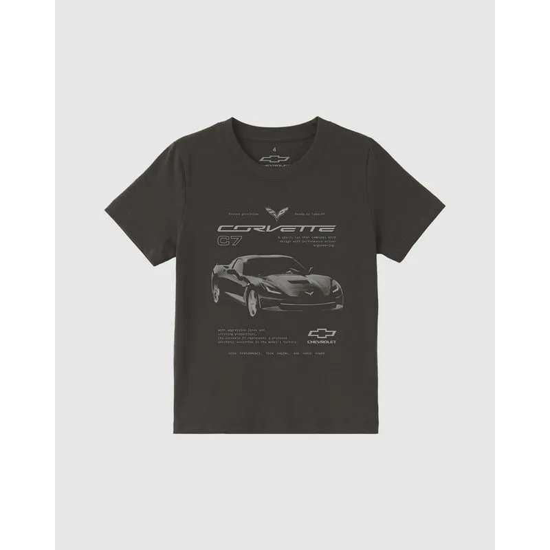 Camiseta Infantil Menino Corvette C7 Chevrolet Em Algodão Malwee Kids Marrom - 16