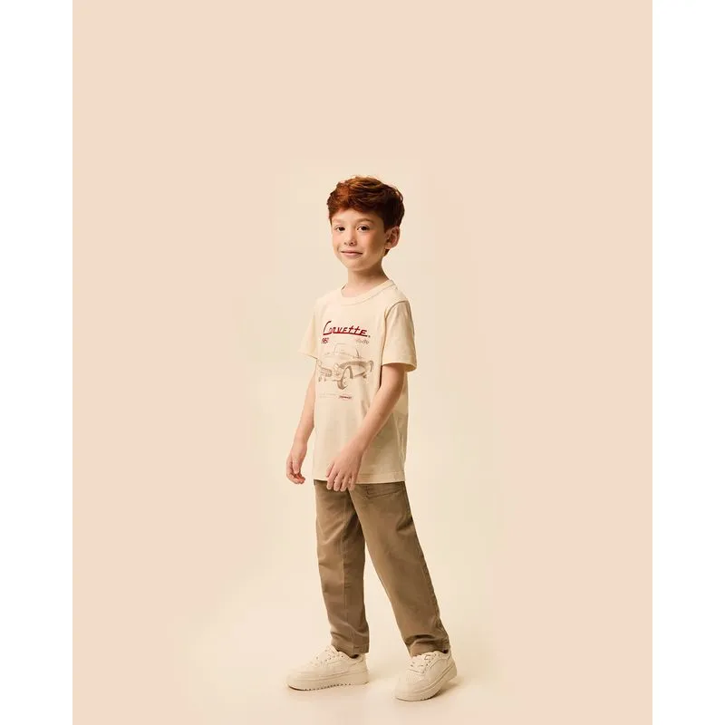 Camiseta Infantil Menino Corvette 1950's Chevrolet Em Algodão Malwee Kids Off White - 4