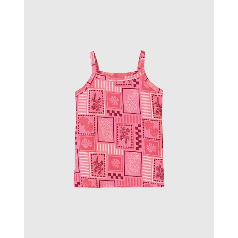 Regata Infantil Menina Alça Fina Estampada Em Algodão Malwee Kids Rosa - 12