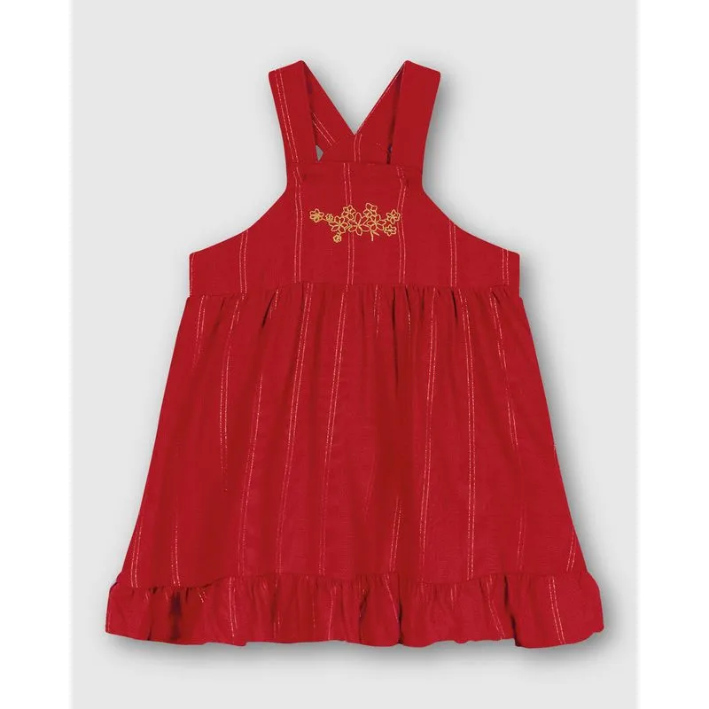 Conjunto Bebê Menina Body E Vestido Salopete - Carinhoso Vermelho - 6M