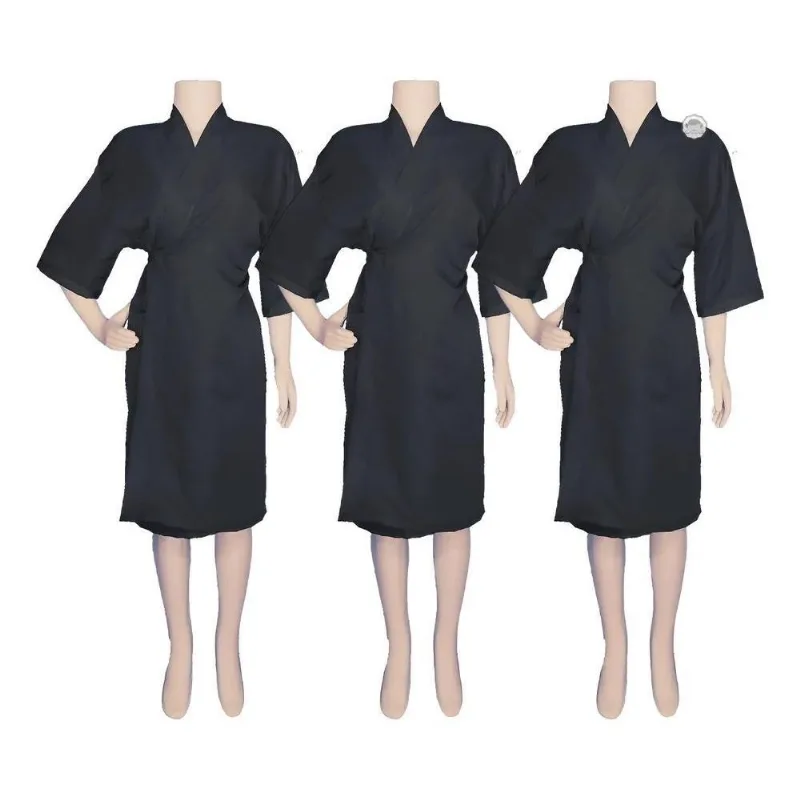 Kit 03 Quimonos Roupão De Salão Não Mancha Co Tamanho G Pret