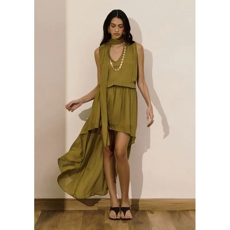 Vestido Curto Mullet Sem Manga Verde GG