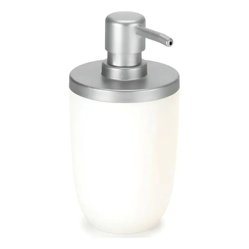 Porta Sabonete Liquido Luxo Para Lavabo Cor Branco Com Prate