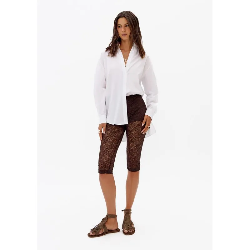 Calça Capri De Renda Marrom G