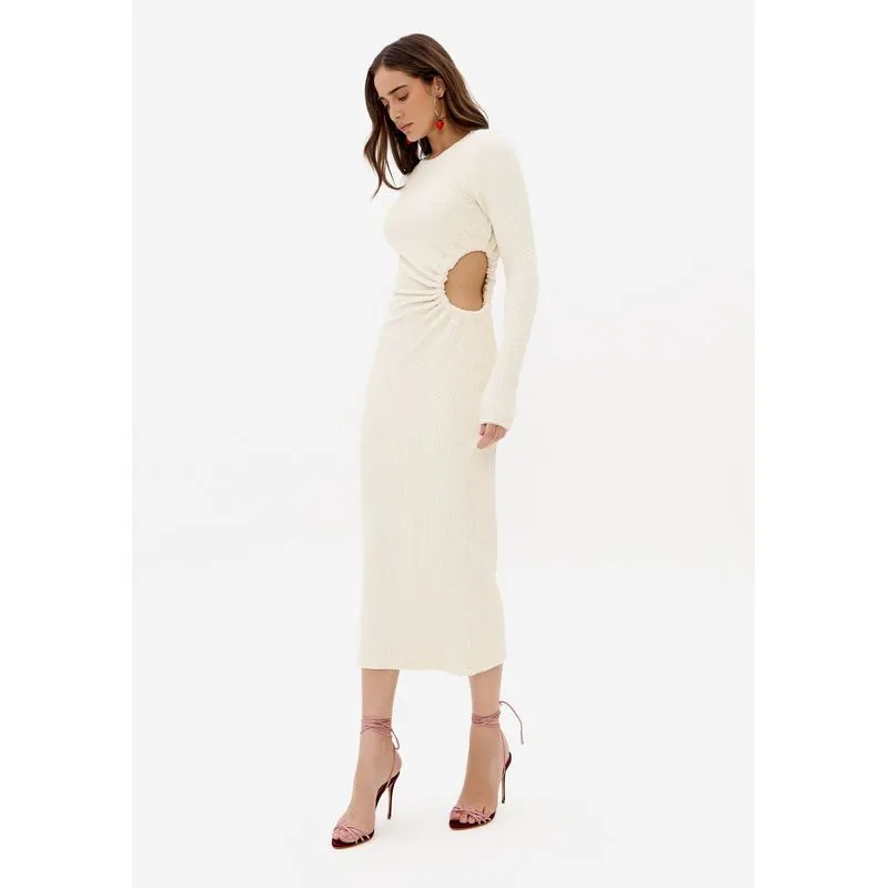 Vestido Midi De Malha Texturizada Branco G