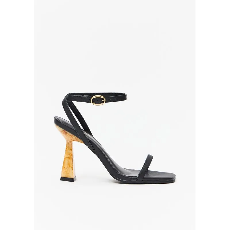 Sandália Salto Marmorizado Preto 36