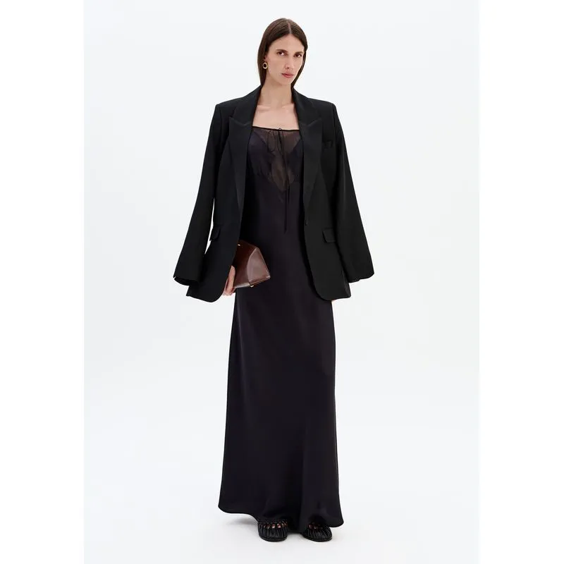 Vestido Super Midi De Alça Com Amarração Preto PP