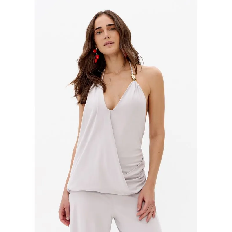 Blusa Frente Única Com Torção Cinza M