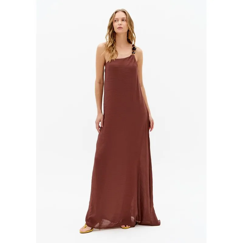 Vestido Ombro Único Super Midi Marrom PP