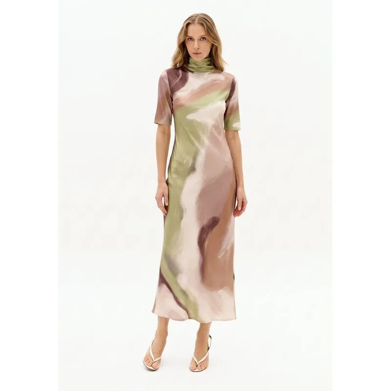Vestido Super Midi Jersey Manga Curta Verde PP