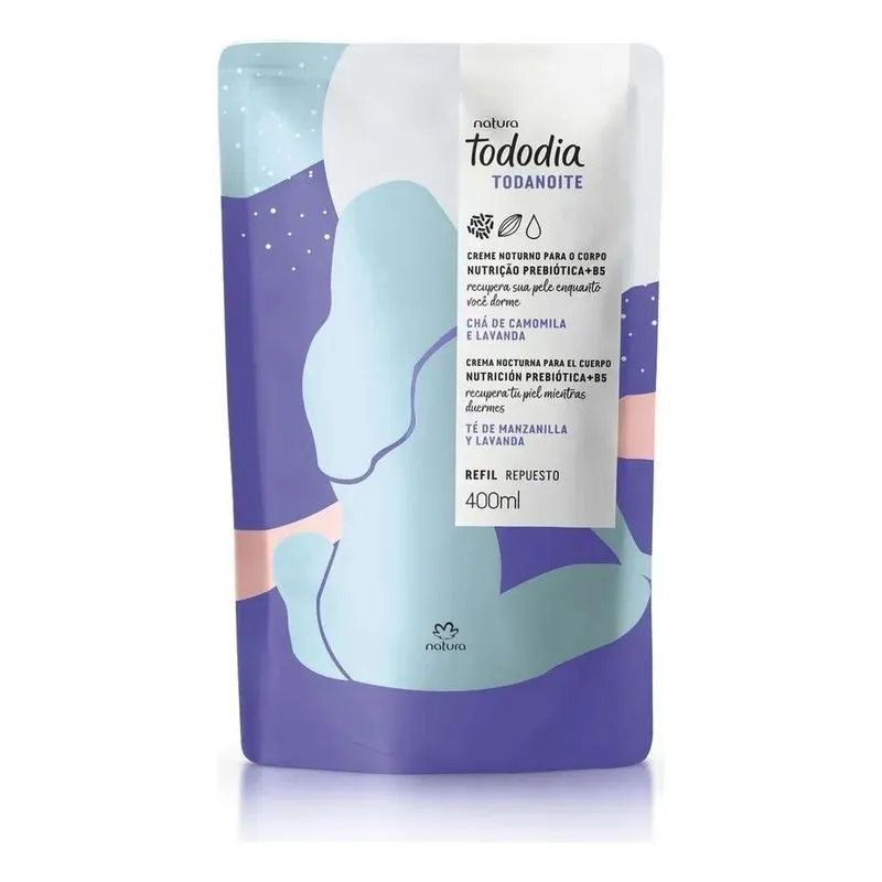 10x Refil Creme Tododia Todanoite Chá Camomila E Lavanda -
