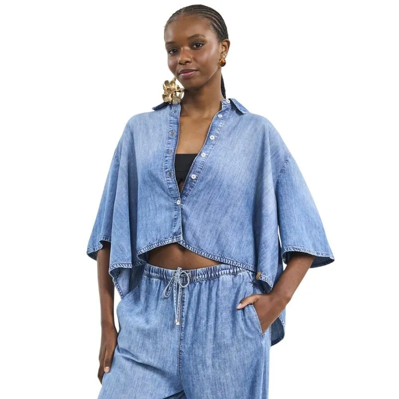 Camisa Colcci Jeans Azul Indigo Feminina G / Azul