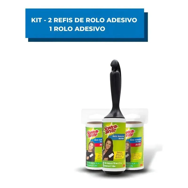 Rolo Adesivo Tira Pelo Scotch-brite 3m Roupa Sofa + 2 Refis