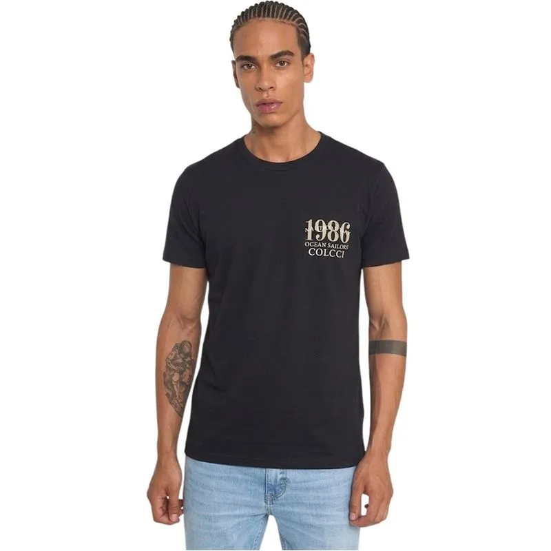 Camiseta Colcci com Silk Localizado Preta Masculina P / Preto