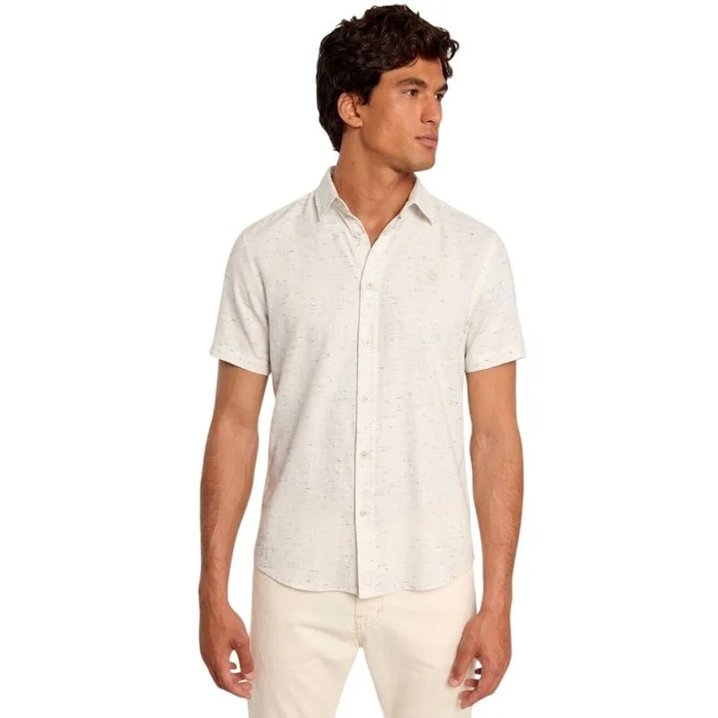 Camisa Colcci Manga Curta Com Botões Linho Masculina P / Bege