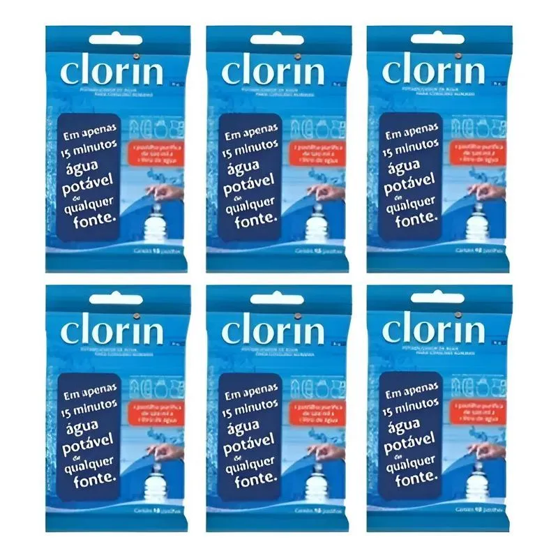 6 Cartelas Pastilha 10 Cada Purificadora Clorin Água Potável