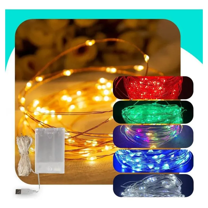 Luz Fada 5m 50 Leds Usb/pilha Decorac - Colorido Pilha - Usb