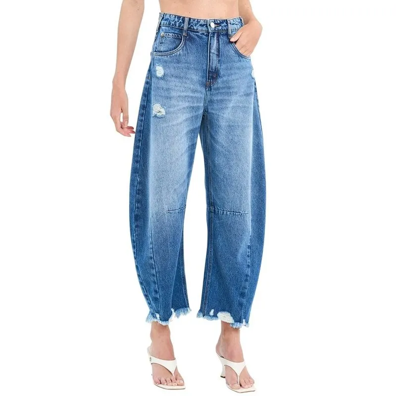 Calça Colcci Jeans Joana Barril Com Barra Desfiada Azul Feminina 40 / Azul