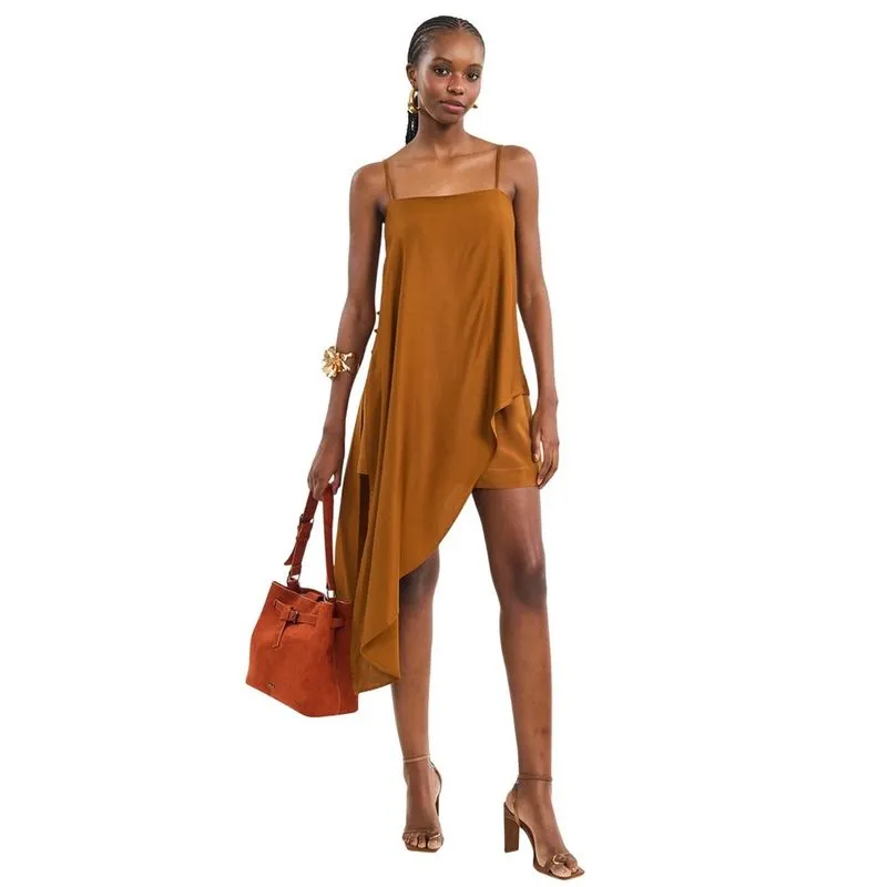 Blusa Colcci Com Corte Lenço E Botões Laterais Marrom Drome Feminina P / Marrom