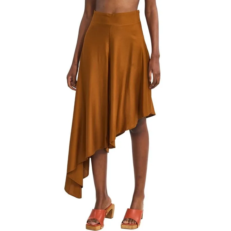 Calça Colcci Fluida Com Assimetria Marrom Drome Feminina P / Marrom