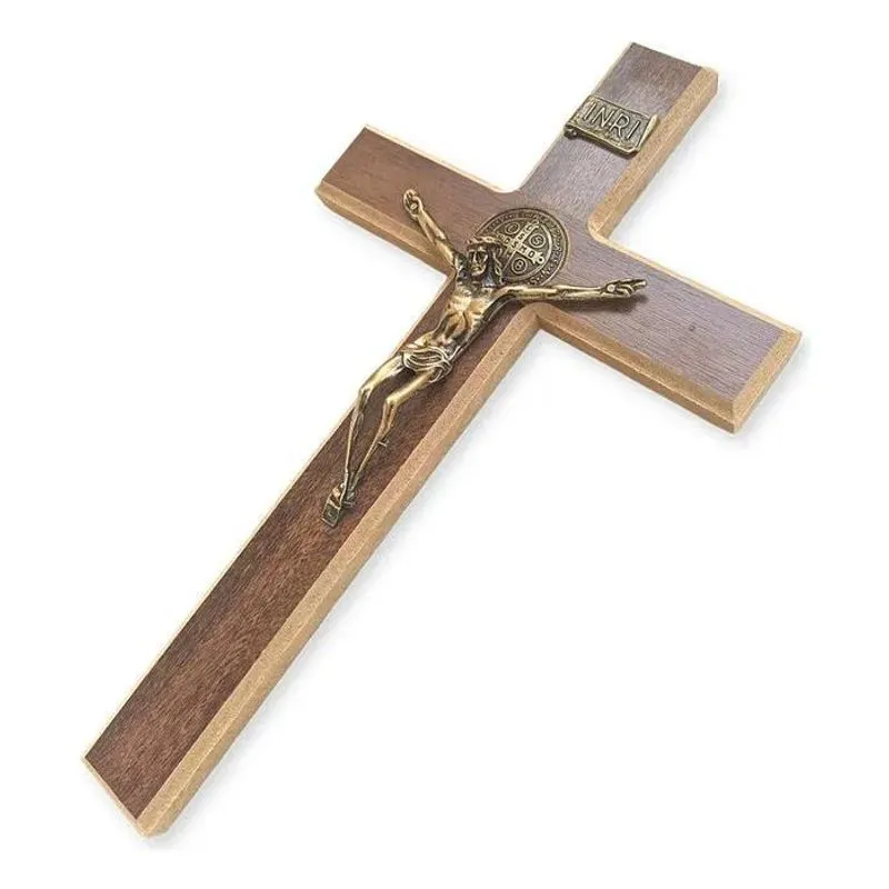 2x Crucifixo Grande Cruz De São Bento De Porta E Parede 31cm
