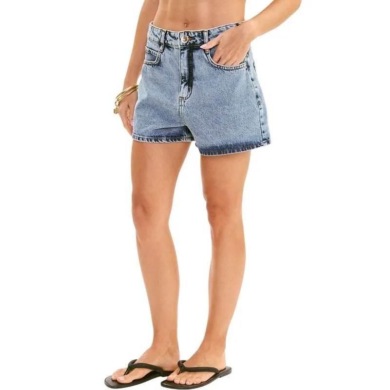 Short Colcci Jeans Mom Fit Cintura Alta Jade Azul Indigo Feminino 36 / Azul