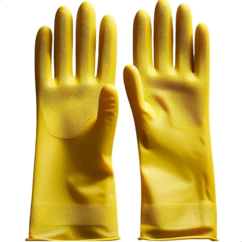 10x Luva Látex Multiuso Amarela Impermeável Reutilizável Fu