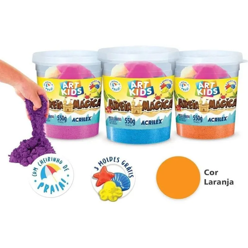 2x Brinquedo Areia Magica Laranja Art Kids 550g Acrilex 0595