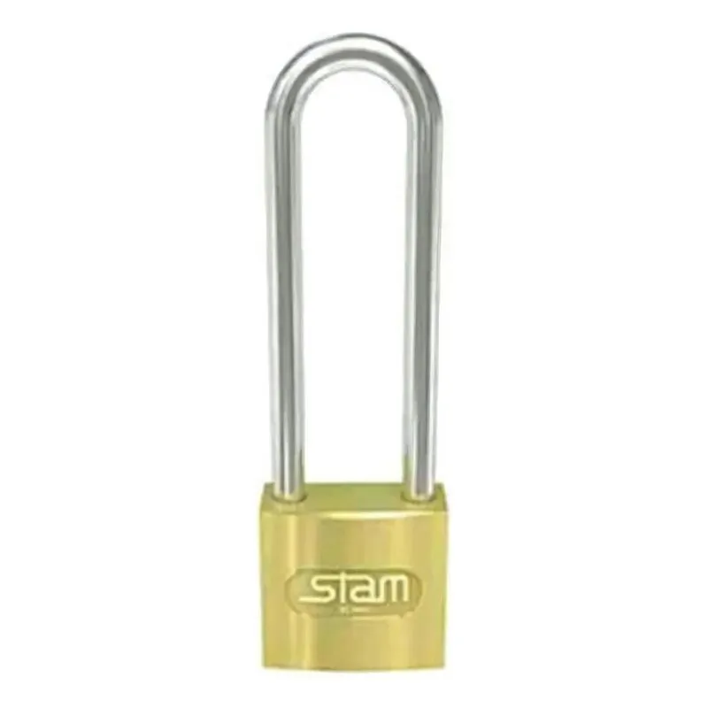 Cadeado Latão Com Chave Haste Longa 30mm Stam Cor Dourado