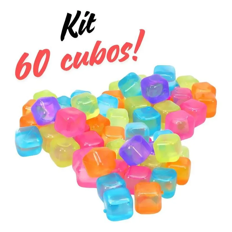 60 Cubos De Gelo Artificial Reutilizável Coloridos Quadrado