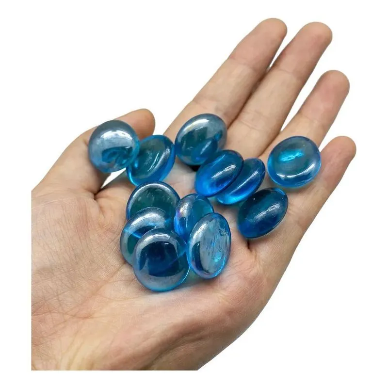 Pedras De Vidro Gema 600g: Decoração Brilhant - Azul-celeste