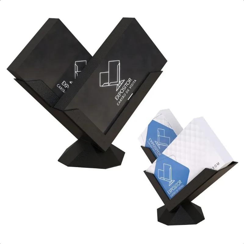 Suporte Cartão Visita Coração Elegante 3d Sofistic - Preto
