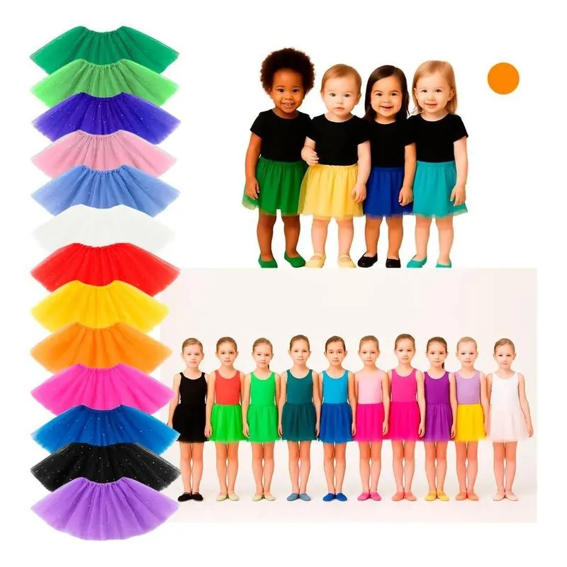 Saia Tutu Colorida Festa Infantil - Brilho - Vermelho Padrão