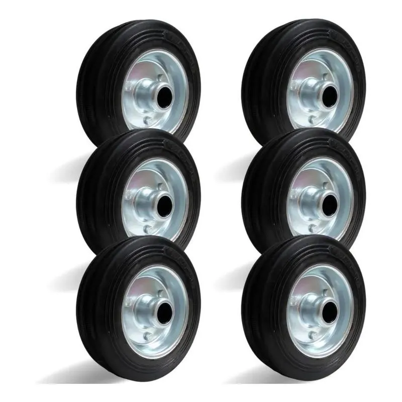 6 Roda Borracha Maciça 4 Polegada Rolamento Rolete Beltools