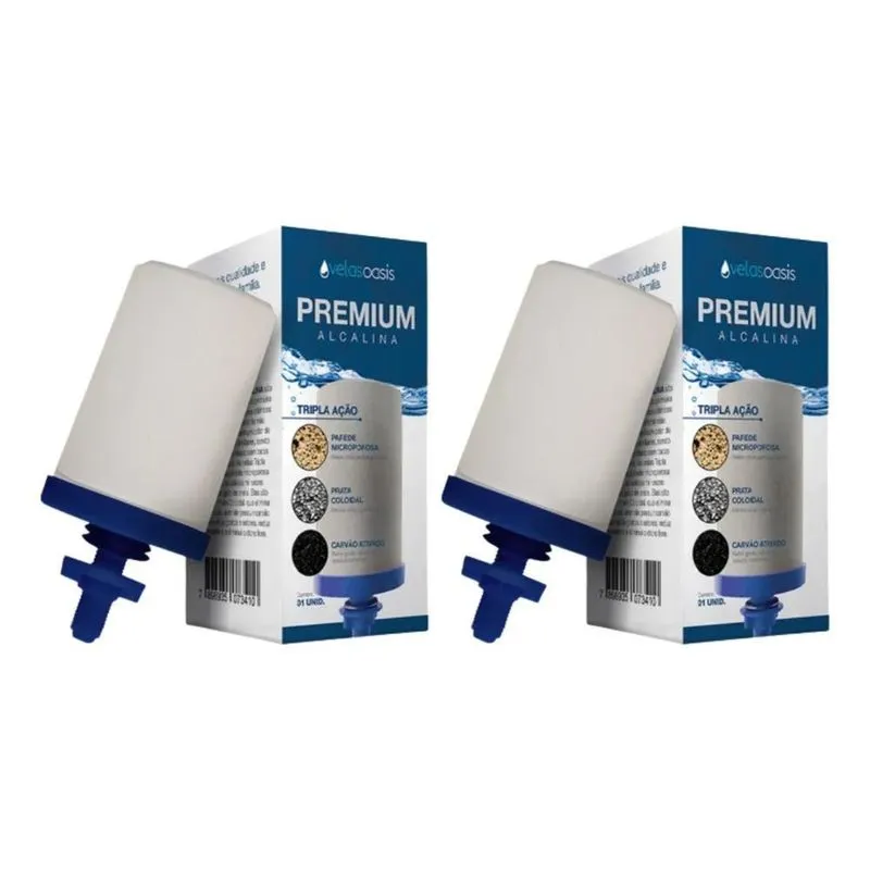 5x Kit 02 Velas Para Filtro Barro Alcalina Premium Tripla Aç