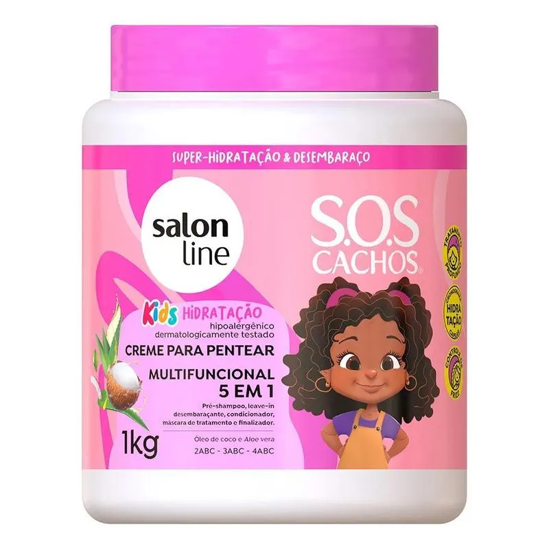 10x Máscara Creme Pentear Condiciona Cachos Kids Salon Line