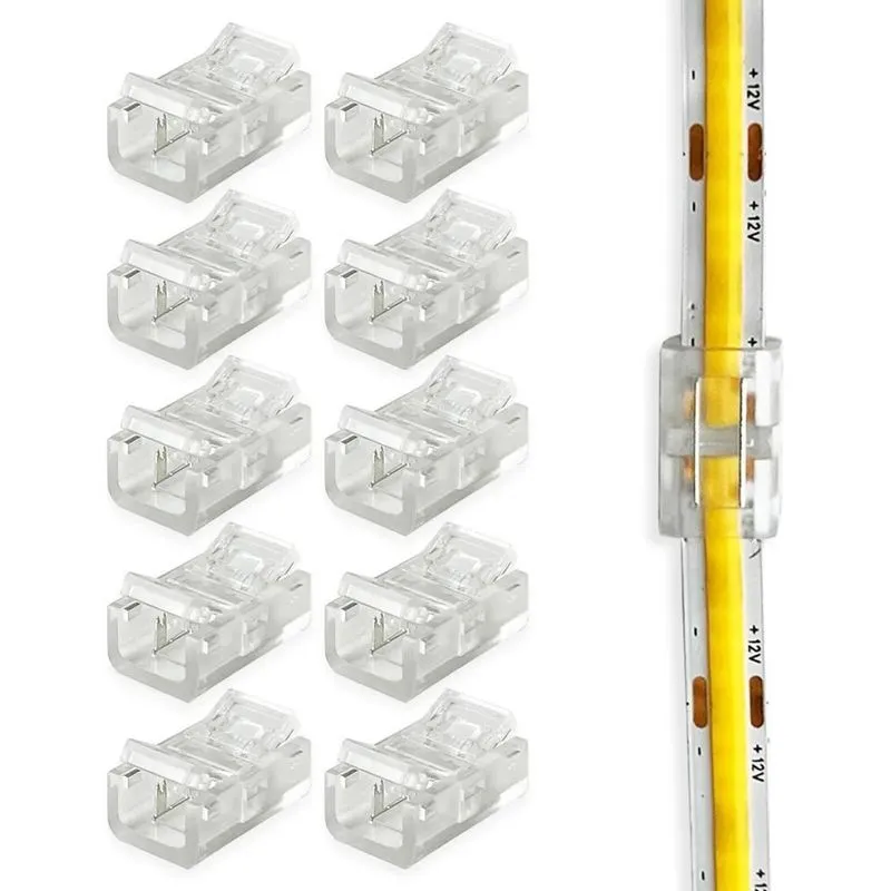 10x Kit 10 Emenda Conector 2 Vias 180º Fita Led Cob 8mm 9w