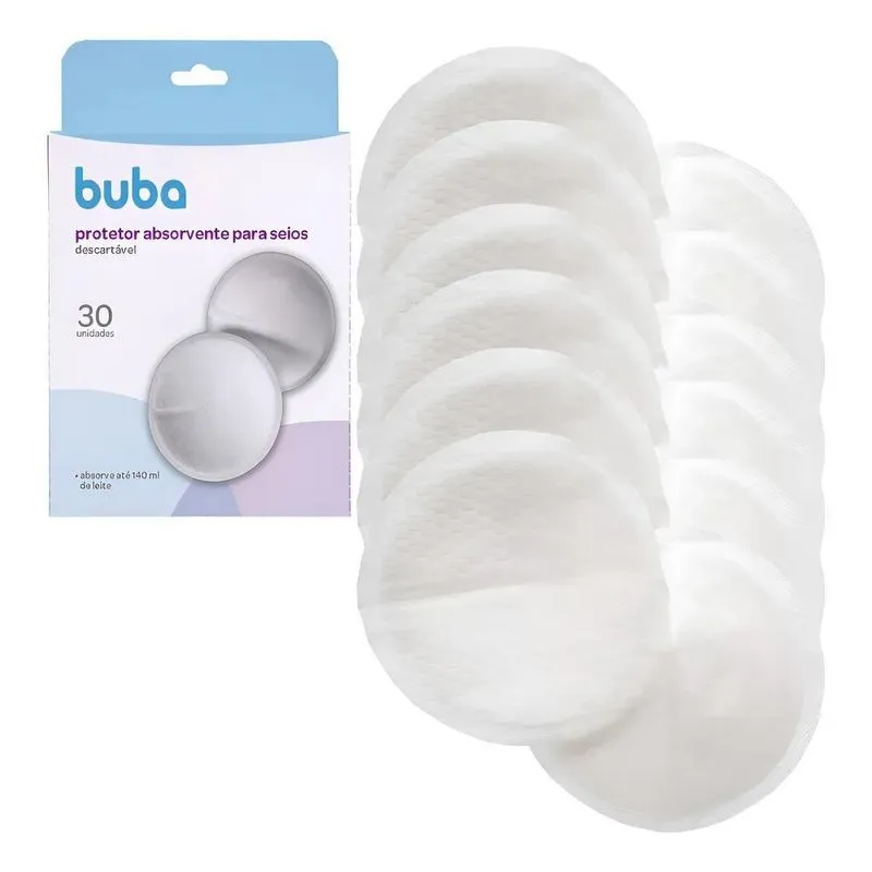 Protetor Absorvente Para Seios 30 Unidades Descartável Buba