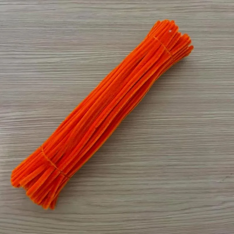 Haste Chenille Colorida 30cm Para Artesanato 100 U - Laranja
