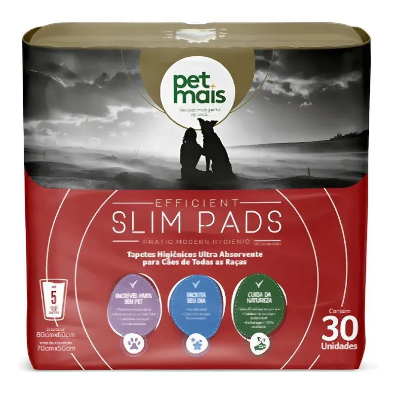 Tapete Higiênico Efficient Slim Pads 80x60cm 30 Unidades Pet